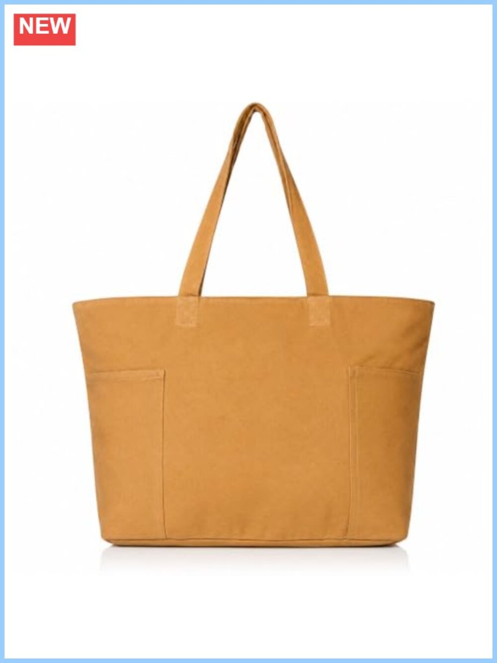 Large Canvas Tote Bag with Compartments, Zipper Closure, Dual Straps, Work or